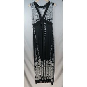 Enfocus studio Y2K Maxi Sleeveless Dress Size 10 Geometric‎ Print Black & White